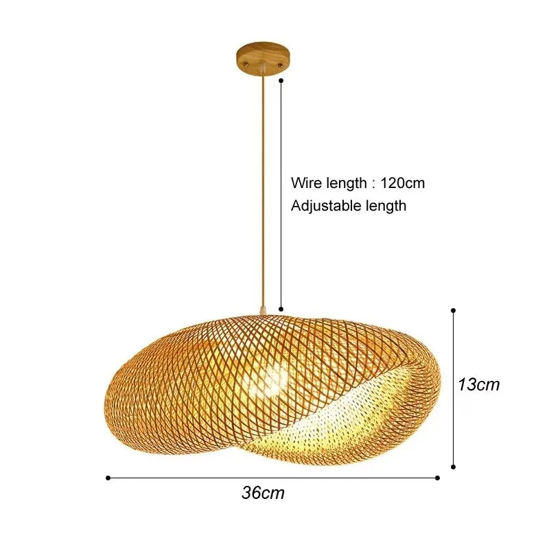 Lampada A Sospensione In Bambù E Rattan Intrecciato Lavorata A Mano Arredo Interni Caldo Per Sala Da Pranzo