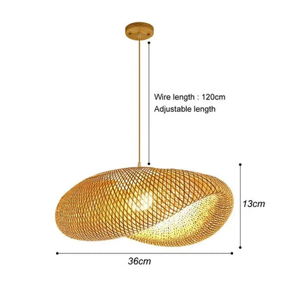 Lampada A Sospensione In Bambù E Rattan Intrecciato Lavorata A Mano Arredo Interni Caldo Per Sala Da Pranzo