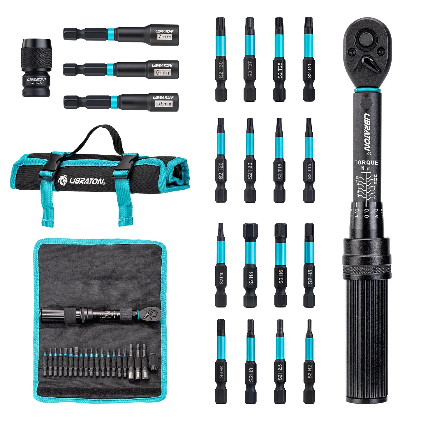 Set Di Chiavi Dinamometriche 0,25 Pollici Da 2 A 14 Nm Per Bici E Moto, 21 Pezzi, Kit Riparazione