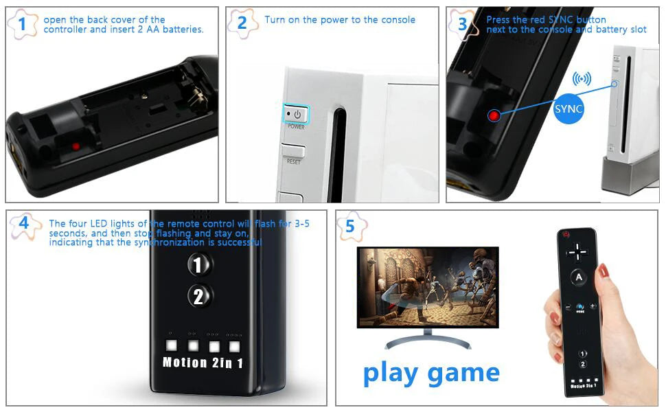 Set controller 2 in 1 per Nintendo Wii Joystick Motion Plus opzionale Gamepad remoto wireless con custodia in silicone Videogioco