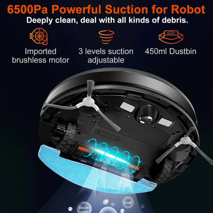 Robot Aspirapolvere Abir X9 Con Navigazione Laser, 6500 Pa, Mappa Multi Piano, Lampada UV e Controllo Zone