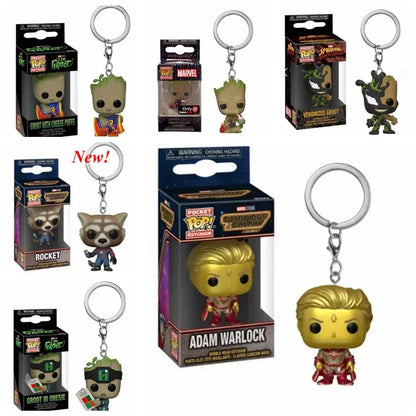 FUNKO pop Guardiani della Galassia 2 Star-Lord Rocket Tree man Portachiavi con scanalatura giocattoli per regalo per bambini con scatola al dettaglio