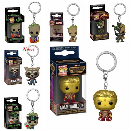 FUNKO pop Guardiani della Galassia 2 Star-Lord Rocket Tree man Portachiavi con scanalatura giocattoli per regalo per bambini con scatola al dettaglio