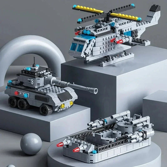 1560pcs 6 IN 1 Military Navy Ship set Building Blocks War Army Boat modello di aereo giocattoli per ragazzi mattoni giocattoli regali di natale