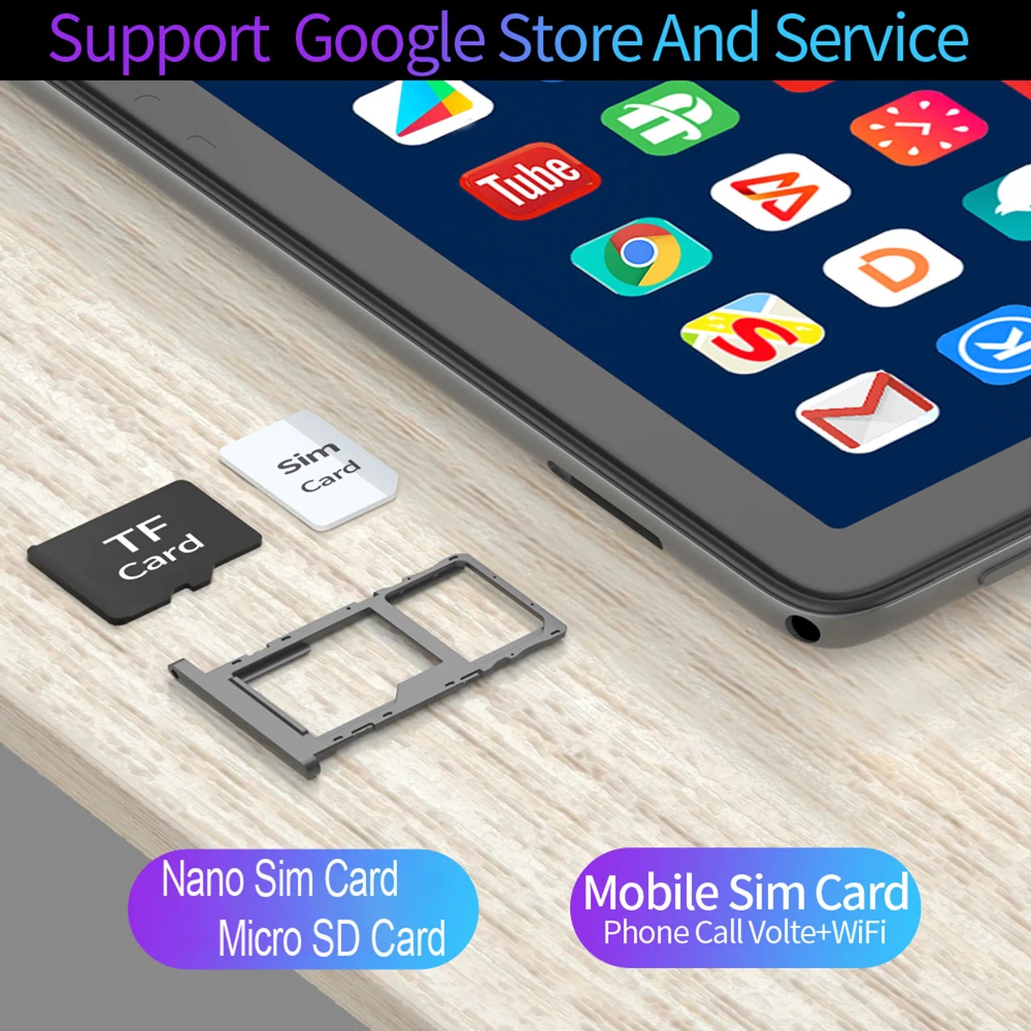 Tablet Android 10.1 Pollici Octa Core Doppia Fotocamera Dual SIM 3G Telefonata Bluetooth WiFi 4 GB RAM 64 GB ROM
