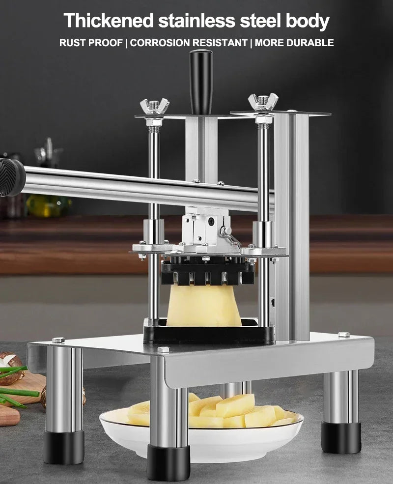 Tagliapatate Industriale Inox Dicer Verticale Manuale Per Patatine 7 10 14 Mm Verdure Frutta