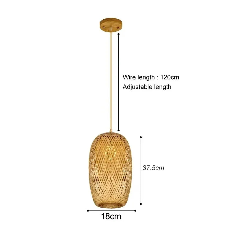 Lampada A Sospensione In Bambù E Rattan Intrecciato Lavorata A Mano Arredo Interni Caldo Per Sala Da Pranzo