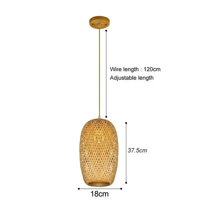 Lampada A Sospensione In Bambù E Rattan Intrecciato Lavorata A Mano Arredo Interni Caldo Per Sala Da Pranzo