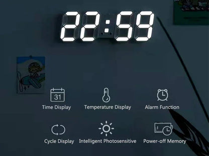 Orologio Digitale Led 3D Da Parete Con Modalità Notte Decorazione Elegante Per Camera Da Letto