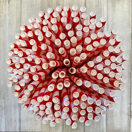 Cannucce Di Carta A Strisce Rosse Confezione Da 50 Usa E Getta Per Decorazioni Festive