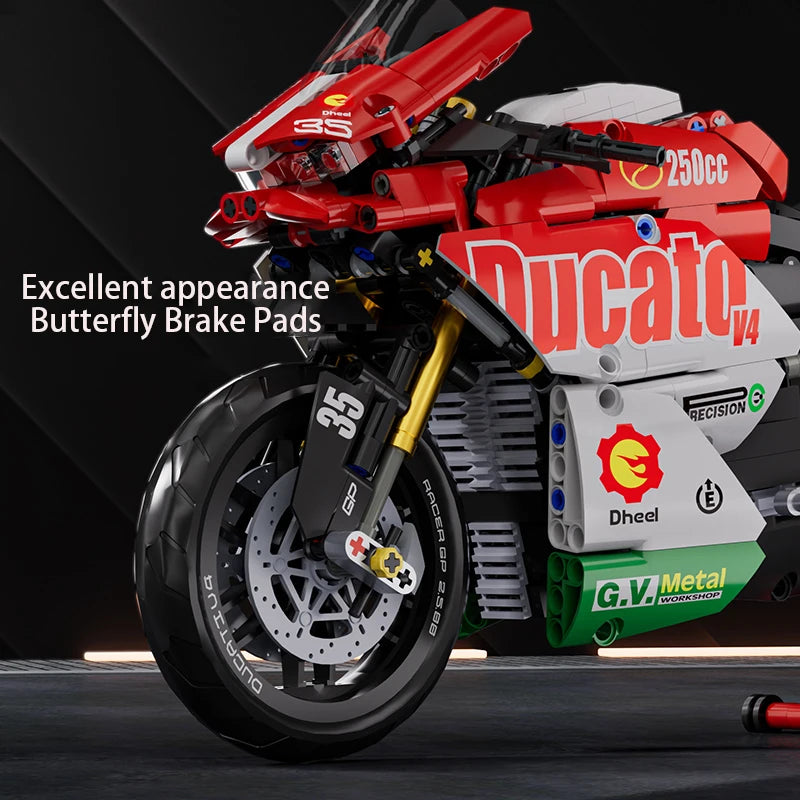 Set Blocchi Moto V4s Racing Con Supporto Esposizione Gioco STEM Per Adulti E Bambini Regalo Unisex