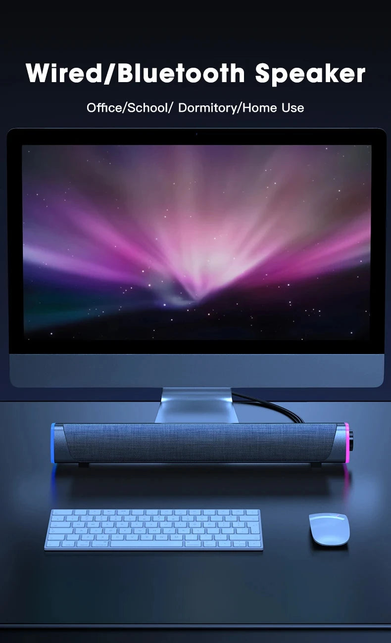 Altoparlante cablato per computer 4D Barra Bluetooth Suono stereo Subwoofer Altoparlante soundbar surround per MacBook Laptop Notebook Gioco per PC