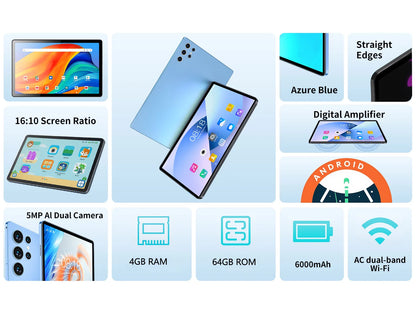 Tablet Android 10.1 Pollici Octa Core 4 GB RAM 64 GB ROM Chiamata Doppia SIM WiFi Google Play