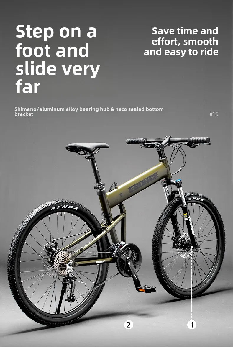 Bici Pieghevole Da Montagna Ultra Leggera Per Adulti Telaio Alluminio 18 Velocità Freno Disco Shimano