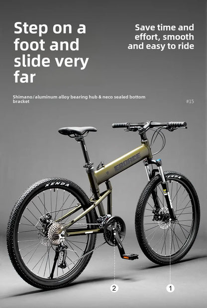 Bici Pieghevole Da Montagna Ultra Leggera Per Adulti Telaio Alluminio 18 Velocità Freno Disco Shimano