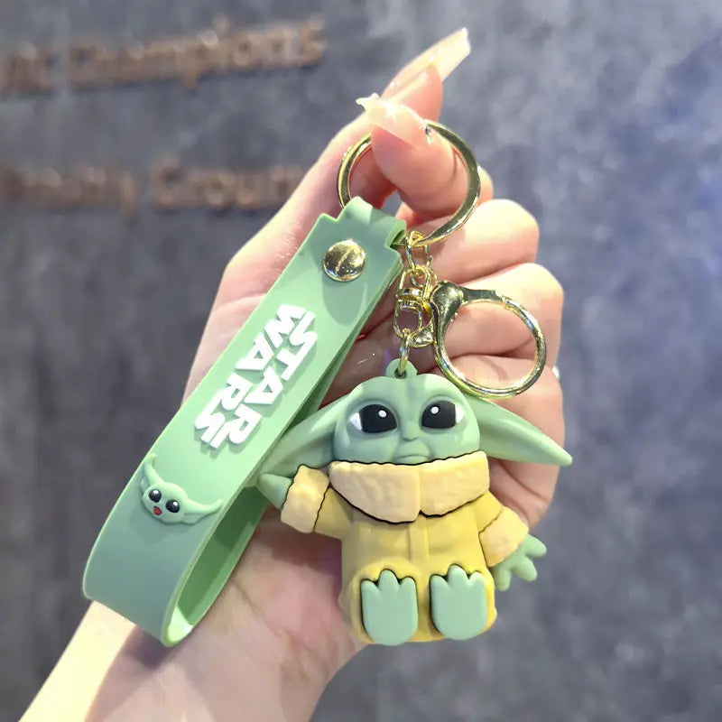 Cartoon Anime Cute Baby Yoda Portachiavi Mandalorian Figura Modello Master Yoda Portachiavi PVC Regalo per bambini