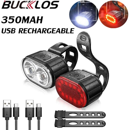 Set Luci Da Bicicletta Ricaricabili Frontale E Posteriore Impermeabili USB MTB Con Alta Luminosità