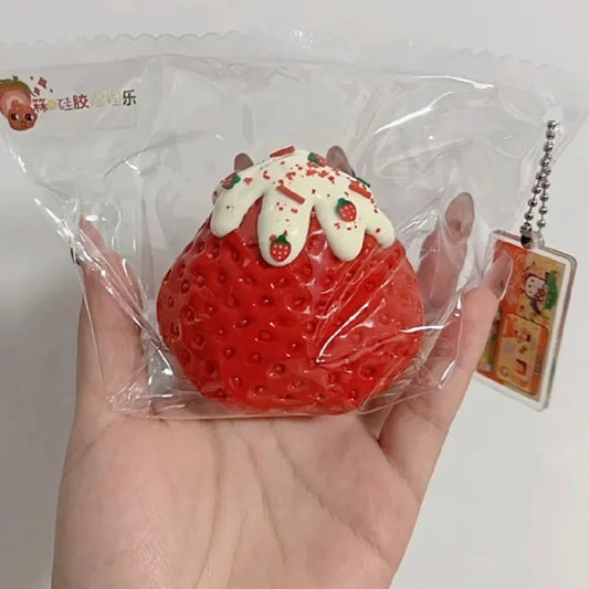 Giocattolo Squishy Fidget Taba alla fragola - Giocattolo antistress a rimbalzo lento per bambini, adulti, bomboniere per ufficio e bomboniere - Regalo da spremere