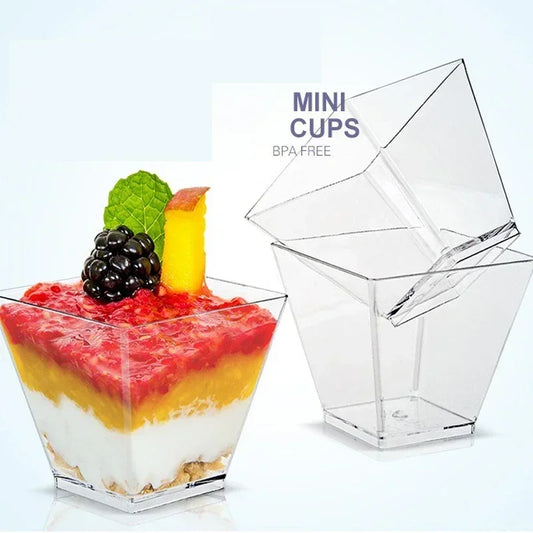 1-100 Pz Usa E Getta di Plastica Mousse Tazza A Forma di Scaletta Tazza Budino Tazza Torta Da Dessert Tazza Antipasto Gelatina Yogurt Mousse tazza di cottura