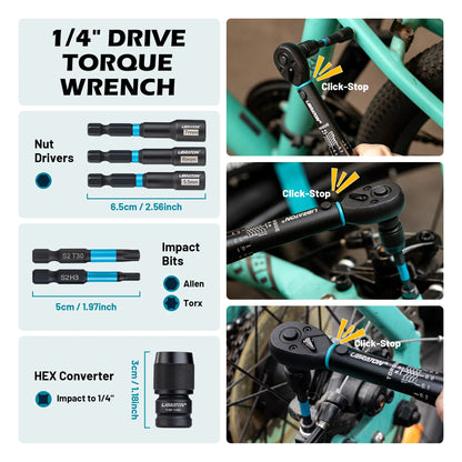 Set Di Chiavi Dinamometriche 0,25 Pollici Da 2 A 14 Nm Per Bici E Moto, 21 Pezzi, Kit Riparazione