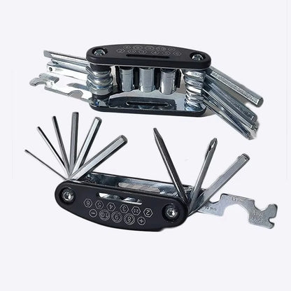 Kit Multifunzione Per Riparazione Biciclette Con Pompa E Toppe Per Pneumatici Portatile