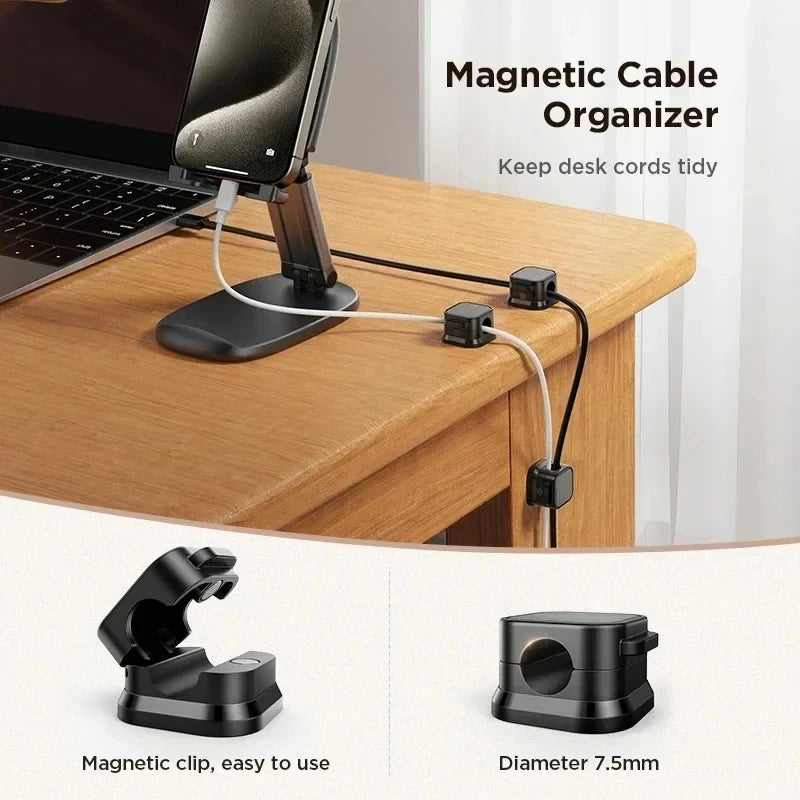Portacavi magnetico con clip per cavi, porta cavi adesivo, organizer per cavi per la gestione della scrivania dell'home office