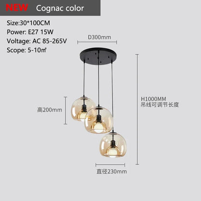 Lampadario A LED In Vetro Sospensione Moderna Grigio Per Soggiorno Pranzo Cucina E Camera Da Letto