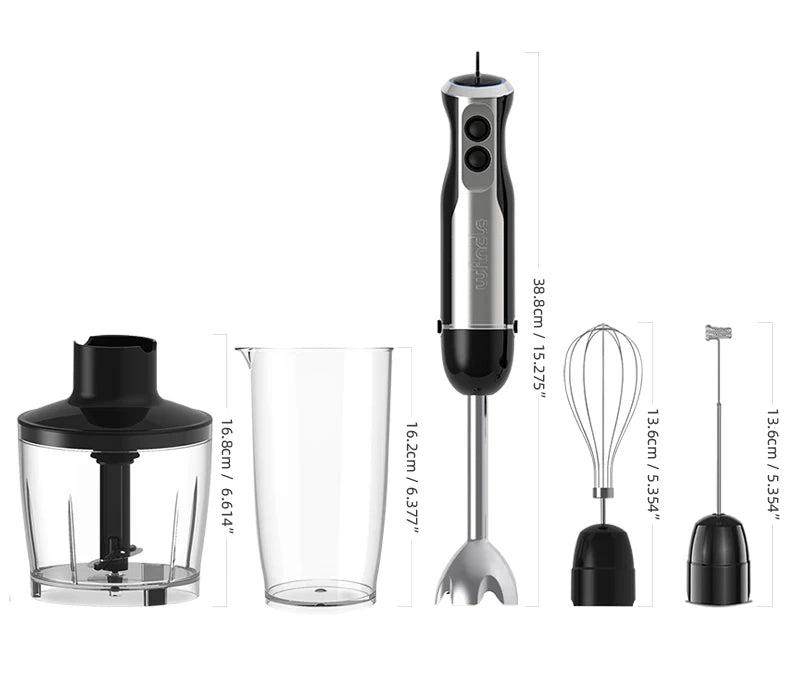 Frullatore Ad Immersione Potente 1000W 5 In 1 Con Frusta, Tritatutto, Ghiaccio E Tazza Per Smoothie