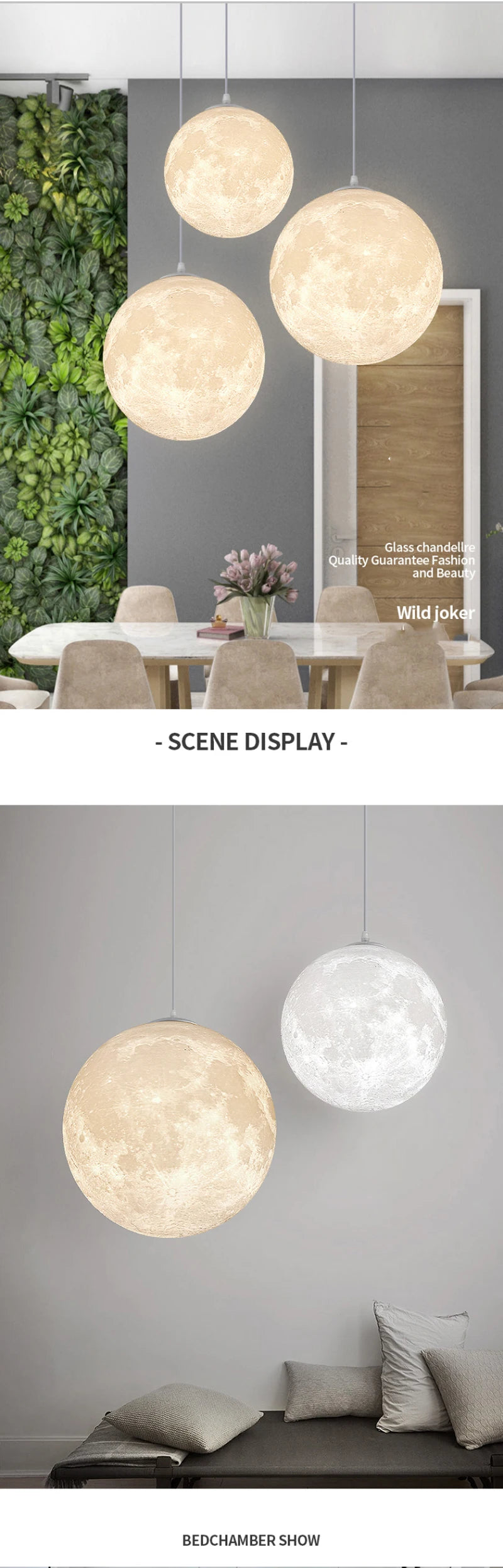 Lampada A Sospensione Forma Di Luna Con Stampa 3D Per Ristorante E Bar Atmosfera Creativa Luce Notturna 110V 220V