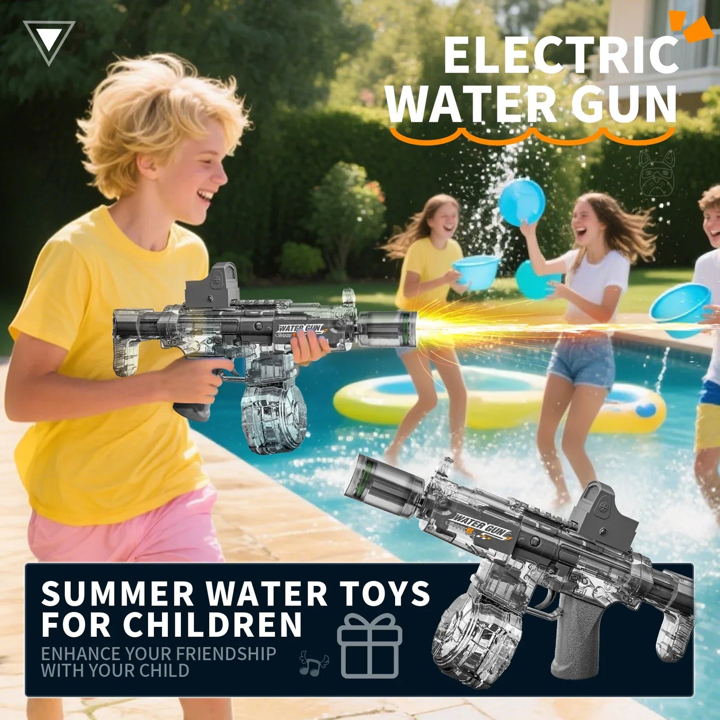 Pistola Ad Acqua Elettrica Con Sensore Automatico E Luci Giocattolo Estivo Per Bambini Sulla Spiaggia