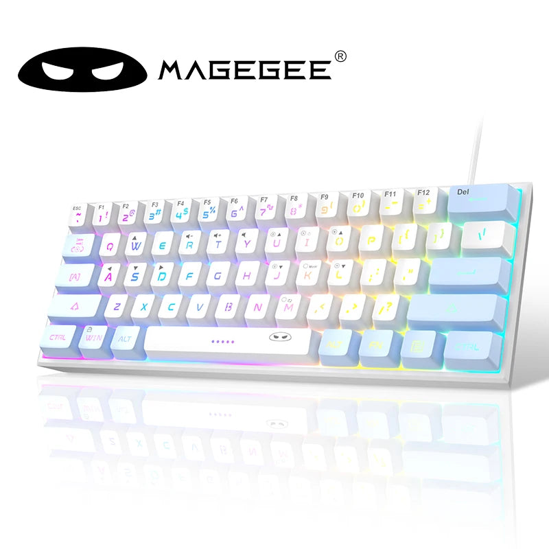 Tastiera Da Gioco MageGee Mini 60 Per Cento Con 61 Tasti Retroilluminata Rgb Ergonomica Impermeabile TS91