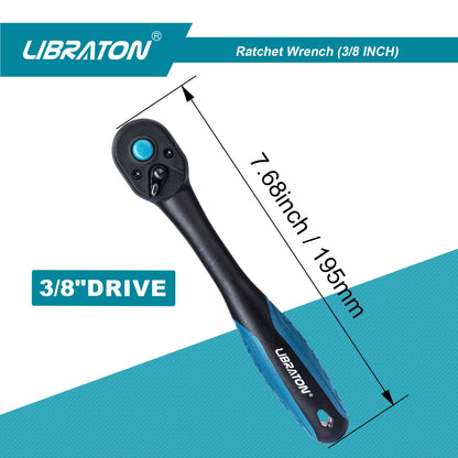 LIBRATON Chiave a cricchetto da 72 denti Maniglia a cricchetto a sgancio rapido reversibile 1/4 '' 3/8 '' 1/2 '' Drive Strumento di riparazione automatica Strumenti fai da te per la casa