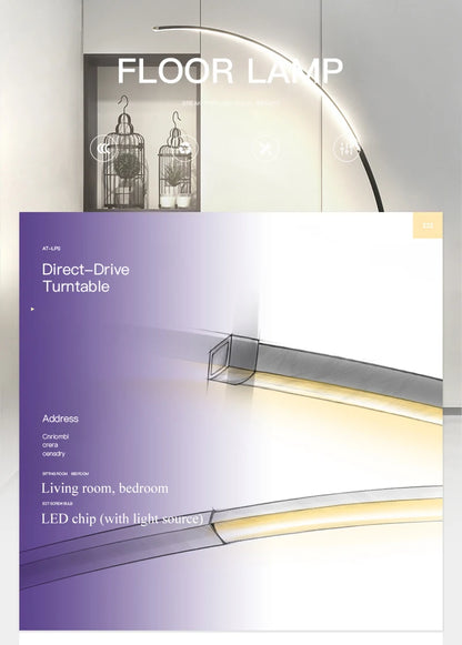 Lampada Da Terra Moderna A Arco Nordico Con LED Dimmabile E Telecomando Per Soggiorno E Camera Da Letto