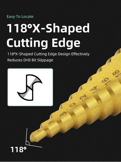 Set Punte Gradino Titanio HSS 4-12, 4-20, 4-32 Mm Per Metallo E Legno Utensili Da Trapano Di Precisione