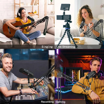 Microfono Usb Cardioide Professionale Per Streaming E Podcast Con Braccio Per Registrazione YouTube