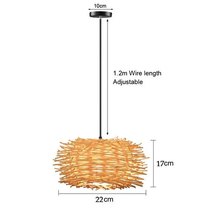Lampada A Sospensione In Bambù E Rattan Intrecciato Lavorata A Mano Arredo Interni Caldo Per Sala Da Pranzo