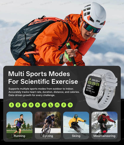 2025 Nuova Torcia Elettrica Militare Astuto Della Vigilanza Degli Uomini IP68 5ATM Sport All'aria Aperta Fitness Tracker Monitor di Salute 1.44 Pollici BT Chiamata Smartwatch