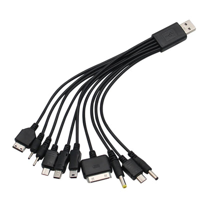 Cavo USB 10 in 1 con porte multiple, cavo di ricarica universale per telefono, cavo di ricarica per iPhone, Nokia, Sony, iPod.