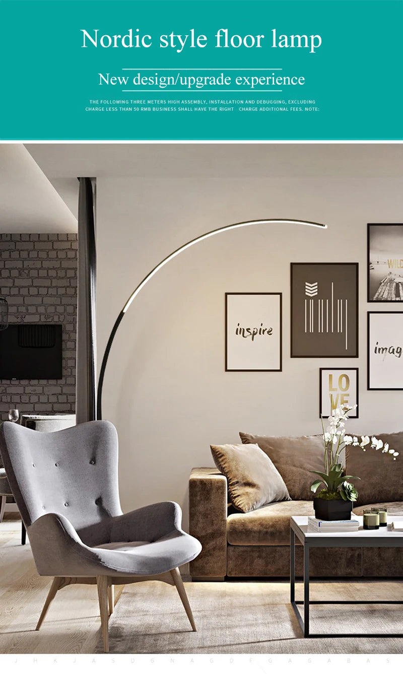 Lampada Da Terra Moderna A Arco Nordico Con LED Dimmabile E Telecomando Per Soggiorno E Camera Da Letto