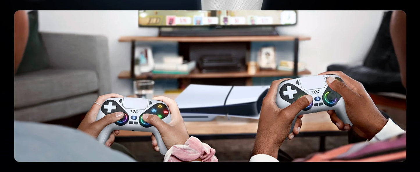 Controller per PS5 Pro/Slim/PC con RGB, Joystick Wireless per Giochi con Funzioni Marco/Turbo, Senza Drift, Effetto Hall, Tasti Posteriori Programmabili