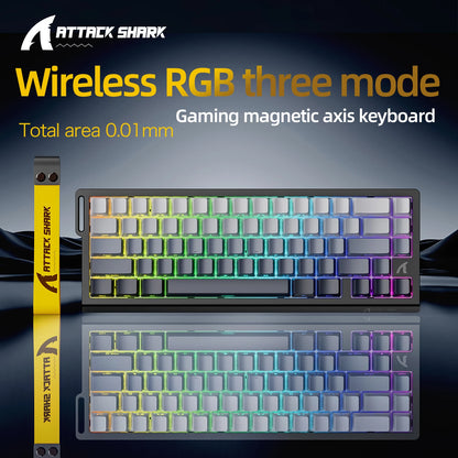 X68HE ATTACK SHARK Tastiera da gioco magnetica meccanica cablata per Pro Gaming Trigg rapido 0,01 mm 8000 Hz SOCD/Rs 0,125 ms 128 K Velocità