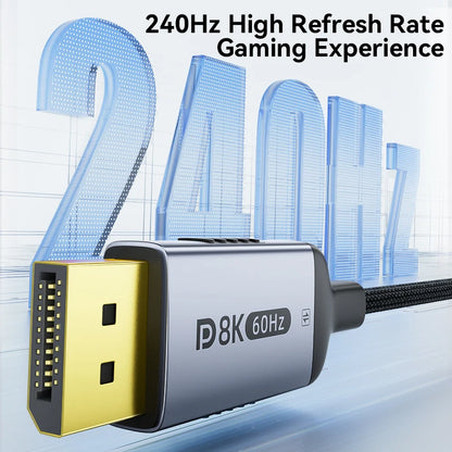 Cavo USB C a DisplayPort 2.1 8K60Hz 4K144Hz Thunderbolt 4 e 3 Tipo C a DP per MacBook Proiettore
