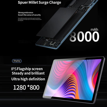 Tablet Android 10.1 Pollici Octa Core 8 GB RAM 256 GB ROM Android 13 Google Play 4G 5G WiFi Doppia Fotocamera 8000 mAh
