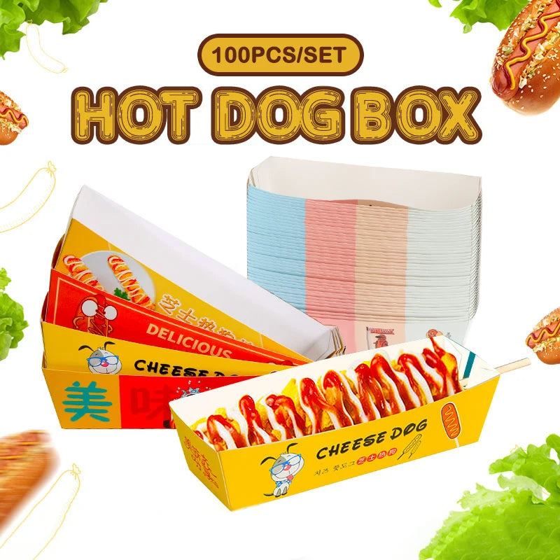 Confezione Da 100 Scatole Monouso Per Hot Dog In Carta Per Catering E Feste Ideale Per Eventi