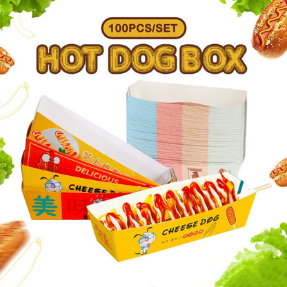 Confezione Da 100 Scatole Monouso Per Hot Dog In Carta Per Catering E Feste Ideale Per Eventi