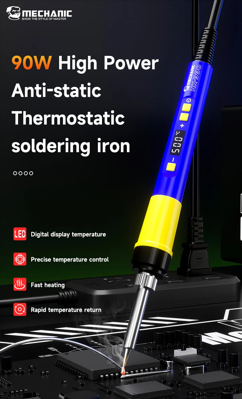 MECCANICO 90W Antistatico Termostatico Saldatore Elettrico Display Digitale Riscaldamento Veloce 180-500 ° C regolabile per la riparazione del telefono