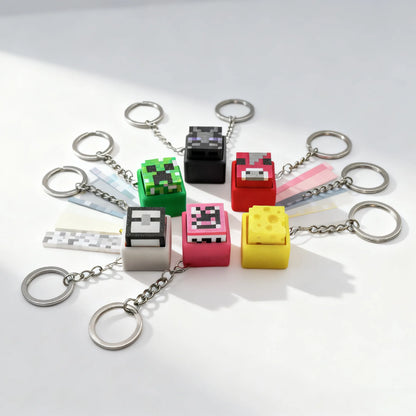 Clicker Antistress Stampato 3D Tema Minecraft Per Tastiere Meccaniche Con Feedback Tattile Portachiavi