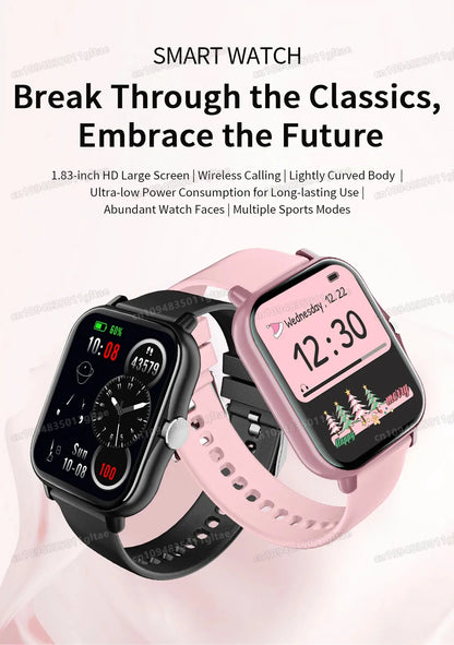 Nuovo Smartwatch con Chiamata BT, Monitoraggio Salute e Sonno, Schermo HD da 1.80'', Orologio Intelligente per Bambini, Impermeabile, Braccialetto Sportivo alla Moda per Donne e Uomini