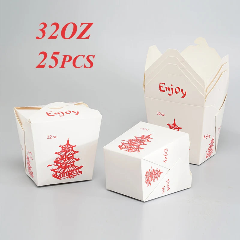 Secchi per alimenti da asporto da 32 OZ Scatola per alimenti per noodle Contenitori di carta premium perfetti per una varietà di feste di ristorazione di cibo caldo e freddo