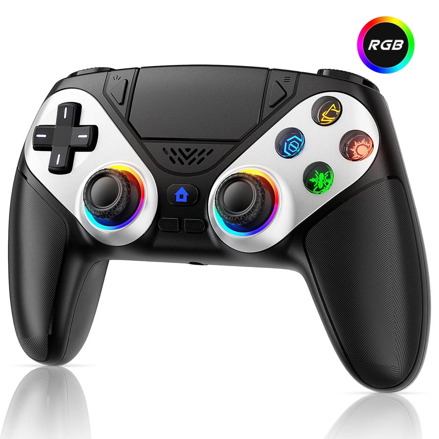 Controller per PS5 Pro/Slim/PC con RGB, Joystick Wireless per Giochi con Funzioni Marco/Turbo, Senza Drift, Effetto Hall, Tasti Posteriori Programmabili